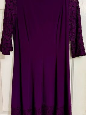 Jessica Purple Lace-Sleeve Long Dress